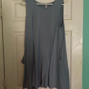 Baby blue knee length sleeveless dress with pockets